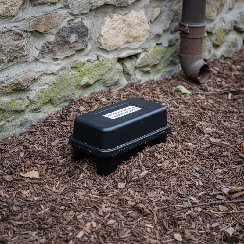 Deratizační stanička zanořená do mulče